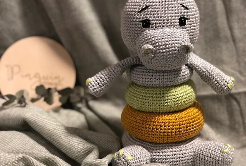 crochet hippo stacking toy